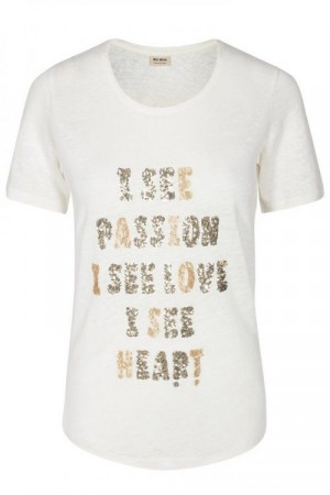 Mos Mosh Hvit lin 'Kacy Glam' t-shirt