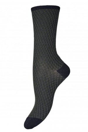 Mp Denmark Grønnmønstret 'Ankle Vega' superwool sokk