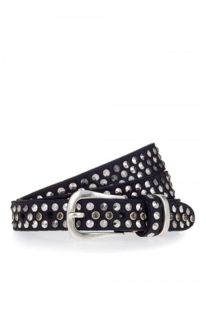 B.belt Sort 'Roana' 2 cm bredt skinnbelte med studs