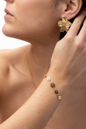 Timi Of Sweden Gull Fay Flower Chain Bracelet