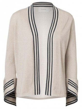 Munthe beige lurex cardigan med striper