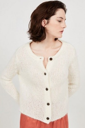 American Vintage Ecru tynnstrikket cardigan 'Mani'