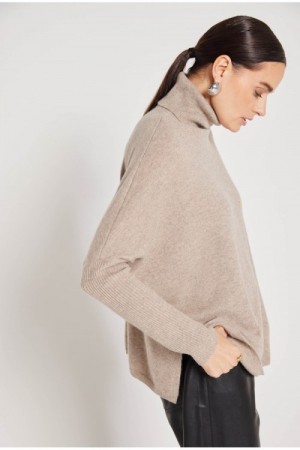 Notshy Taupemelert 'Margareth' vid 100% mongolsk cashmere pologenser. Bestselger!