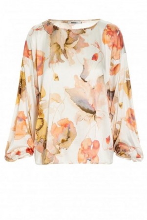 Katrin Uri Orangemønstret silke/viskose 'The Artist Athena Blouse' bluse