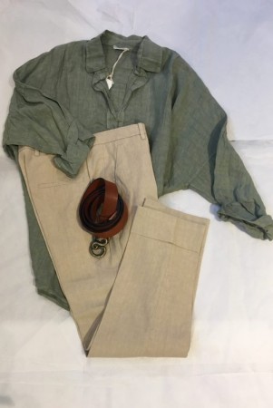 Joy Design Army oversized 'Lino' italiensk linskjorte