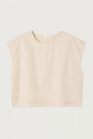 American Vintage Argan 'Bai07a' 100% bomull poplin boxy topp