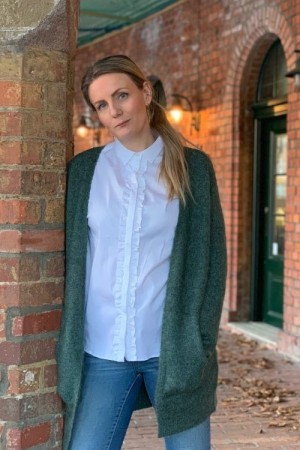 Samsøe Samsøe Flaskegrønn 'Eta' ullmohairmix cardigan