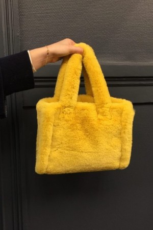 Stand Studio Gul 'mink' faux fur 'Liz' veske