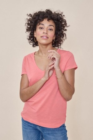 Mos Mosh Korall organisk bomull 'Arden Organic V-neck Tee' t-shirt