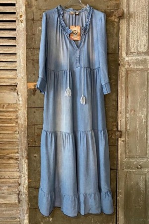 Banditas Unik tencel 'Maracana' denim maxikjole