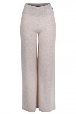 Ella&il Beigemelert cashmere/ull 'Selma' strikket viddebukse med stripe