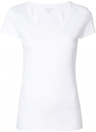 Majestic Filatures hvit deluxe bomull t-shirt med v-hals