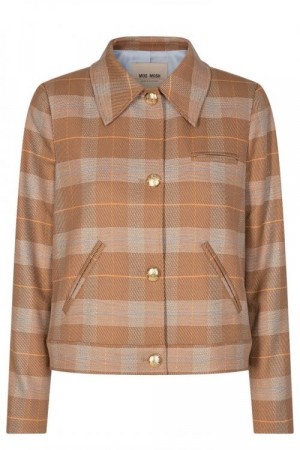 Mos Mosh Toasted coconut rutet 'Tally Care Blazer' kort boxy jakke