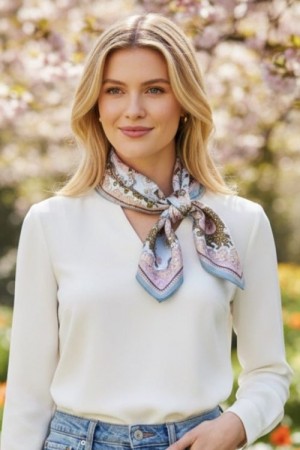 Endless Lys blå mønstret 'Bandana Viscose' skjerf