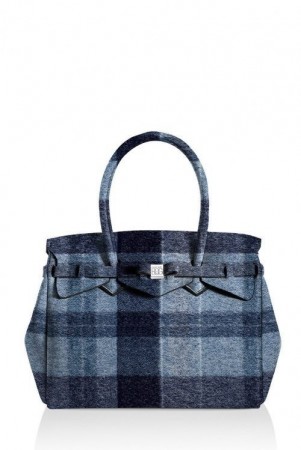 Save My Bag Wool blue rutet ‘Petite Miss’ veske