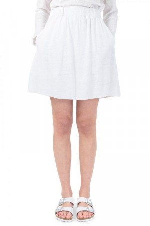 Cathrine Hammel Hvit 'Linen Short Flared' linskjørt