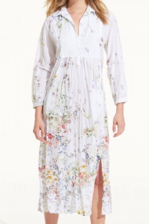 One Season Hvit med blomster 'Camille Dress' bomullskjole