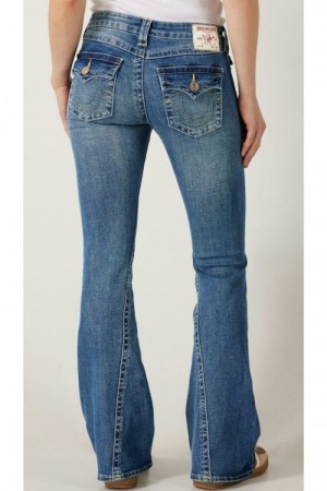 True Religion Arabella 'Joey Low Rise' flare jeans med søm langs ben og flapslommer