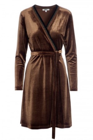 Katrin Uri Cognac omlott velourkjole 'Lounge Wrap Dress'