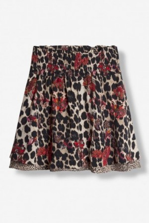Alix The Label Rød leopard flower viskose skjørt