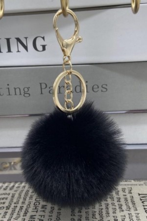 Endless Sort fake fur pels veske- eller nøkkelpynt