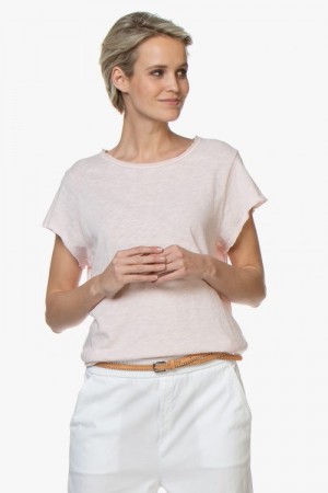 American Vintage Lys Rosa 'Son30t' T-shirt med råkant. BESTSELGER!