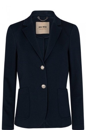 Mos Mosh Navy 'Viga Pique Blazer' jersey blazer med utenpålommer