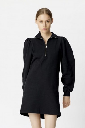 Gestuz sort 'Nankita Zipper Dress' organisk bomull