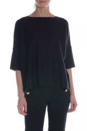 Cathrine Hammel Sort merino 'Wide Tee' genser med 3/4 erm
