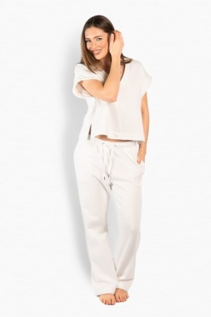 Hést White alyssum collage jersey 'Gabriela Pants' avslappet rett sweatpants