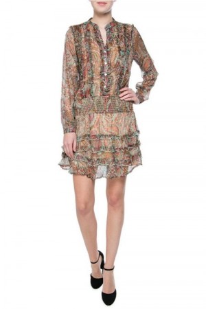 Alix The Label grønnmønstret paisley chiffon kjole