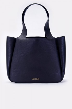 Vicolo Sort 'Roomy Bag' corporate skinnveske med fastmontert innerveske