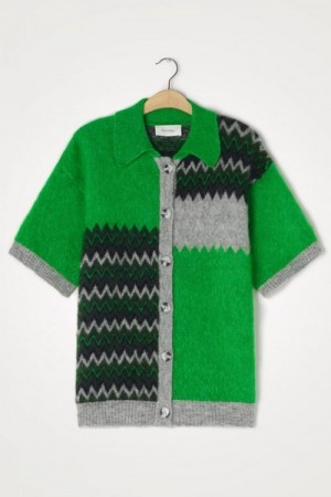 American Vintage Jaquard grenville chin cardigan 'Zabi19b' med kort erm