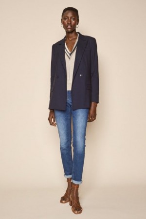 Mos Mosh Blue 'Naomi Mavi' jeans med toniton detaljer ved lomme