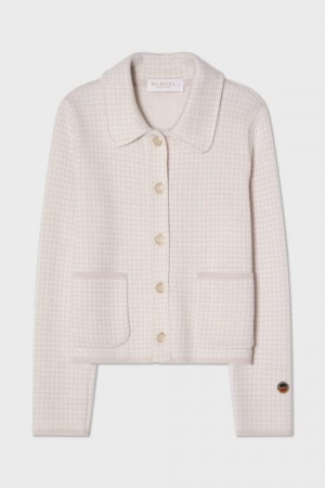 Busnel Light rose 'Maxinelle Jacquard' pepitarutet strikket jakke