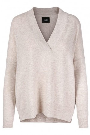 Ella&il Beigemelert 'Maja' cashmere/ull genser med v-hals
