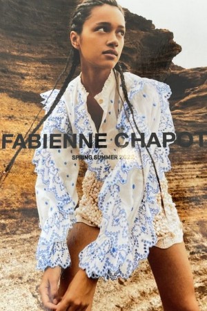 Fabienne Chapot Cream white bomull 'Josie ' bluse med lyseblå kontraster