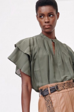 Munthe Grønn 'Escalate' bluse med kappeerm