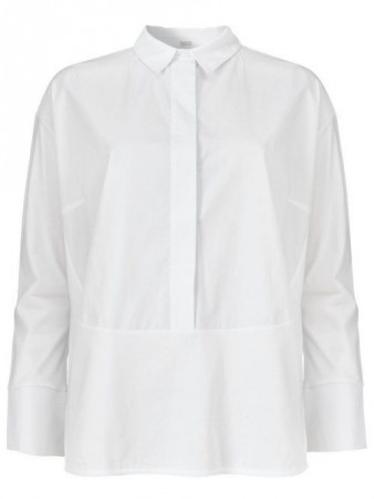 Gustav Denmark Hvit poplin skjorte med stretchfelt