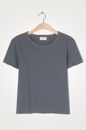 American Vintage Blågråmelert 'Son28G' 100% bomull T-shirt