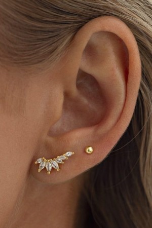 Timi of Sweden Zubi - Crystal Leaf Ear Climber Earrings