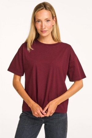 American Vintage bordeaux vintage 'Fiz02a' boxy 100% bomull jersey T-Shirt