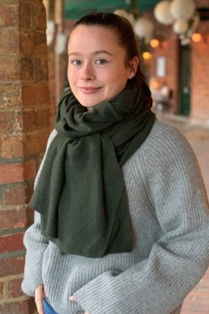 Emma Grønt 100% cashmere stort skjerf
