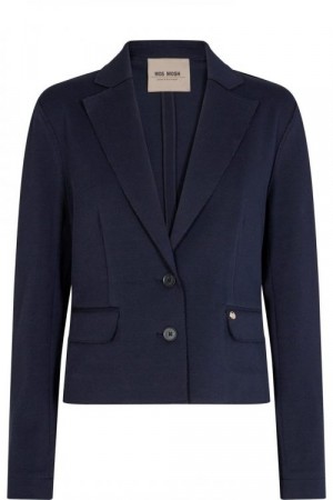 Mos Mosh Navy 'Lopez Pique Blazer' kort jersey jakke