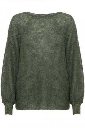 Dear Dharma Mosegrønn 'PUFF LUREX' GENSER MED PUFFERMER OG LUREXMANSJETTER