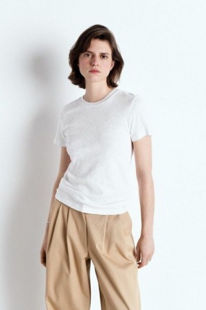 American Vintage Hvit 'Son28g' 100% bomull t-shirt med søm i rygg