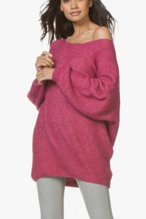 American Vintage Fuchsia 'Wox 241' oversized flaggermusgenser med høy bord