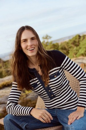 Katrin Uri Navy stripe ribbet 'La Striped Pullover'