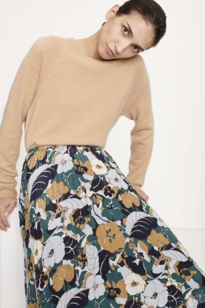 Samsøe Samsøe camel 'Boston O-neck' cashmere genser