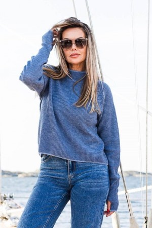 Hést Blue Melange 'Eli Rib Sweater'